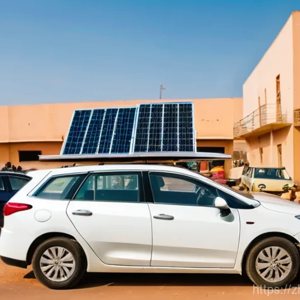 부르키나파소에서 자동차 구입 및 유지비용 - **Prompt:** A bustling street scene in Ouagadougou, Burkina Faso, under a bright, clear sky. In the ...