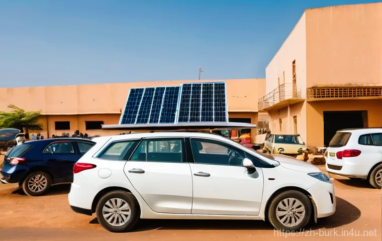 부르키나파소에서 자동차 구입 및 유지비용 - **Prompt:** A bustling street scene in Ouagadougou, Burkina Faso, under a bright, clear sky. In the ...