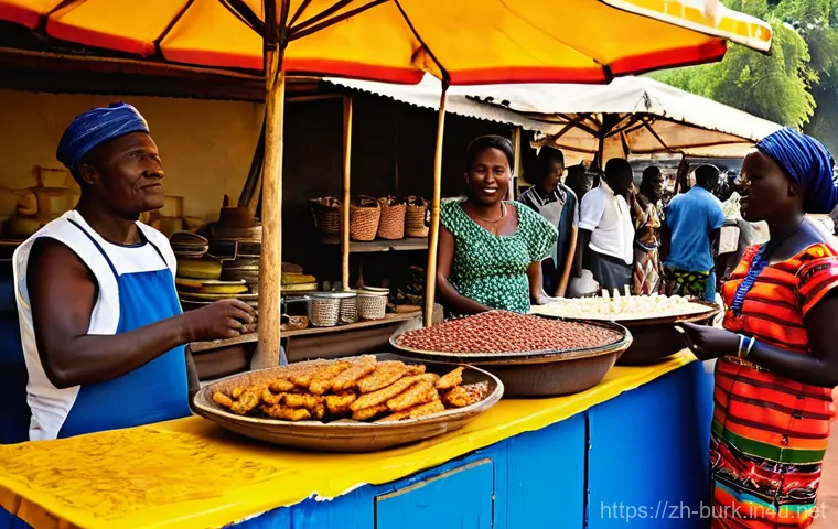 부르키나파소의 관광객을 위한 추천 루트 - **A bustling, vibrant market in Ouagadougou, Burkina Faso, filled with rich West African culture.** ...
