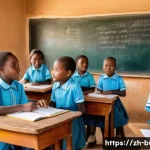 부르키나파소의 교육 시스템 및 대학 정보 - A vibrant rural primary school classroom in Burkina Faso with diverse young students wearing school ...