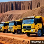 부르키나파소의 글로벌 경제 기여도 - A vibrant gold mining operation in Burkina Faso, showcasing modern mining machinery and workers wear...