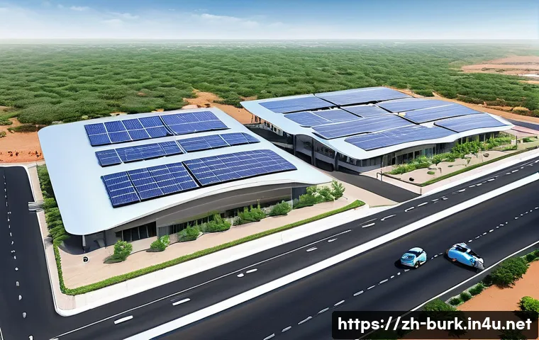 부르키나파소의 주요 산업단지 및 경제특구 - A modern industrial park in Burkina Faso showcasing sleek manufacturing facilities with well-maintai...