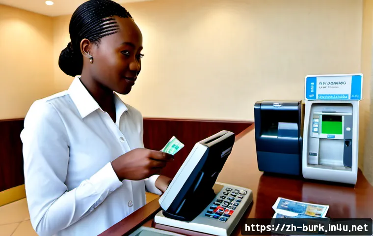 부르키나파소에서 신용카드 사용 가능 여부 - Photorealistic travel payment scene in a modern hotel reception in Ouagadougou, Burkina Faso, an adu...